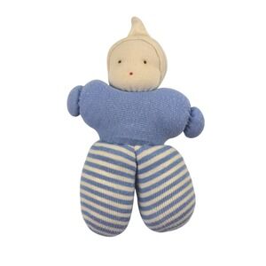 Under the Nile Organic Cotton Baby Doll Toy Stripe Blue White Waldorf Montessori